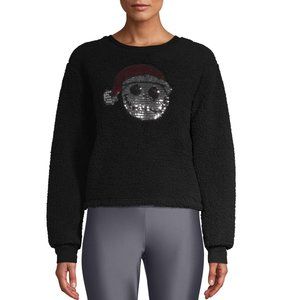 Juniors Jack Skellington Nightmare Before Christmas Fuzzy Cropped Sweatshirt NWT